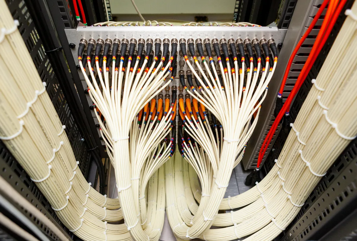 Fiber optic connectors connected to the central unit.